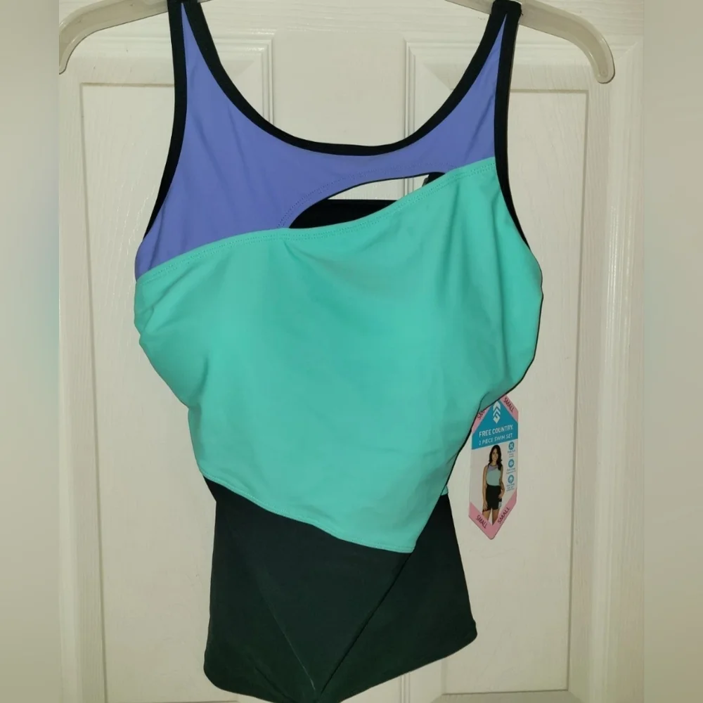 NWT Free Country Women's Swimsuit Tankini TOP Spearmint Swim Wear Size Small - Picture 1 of 7